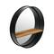 Hello Honey® Modern Round Metal Framed Wall Mirror with Shelf